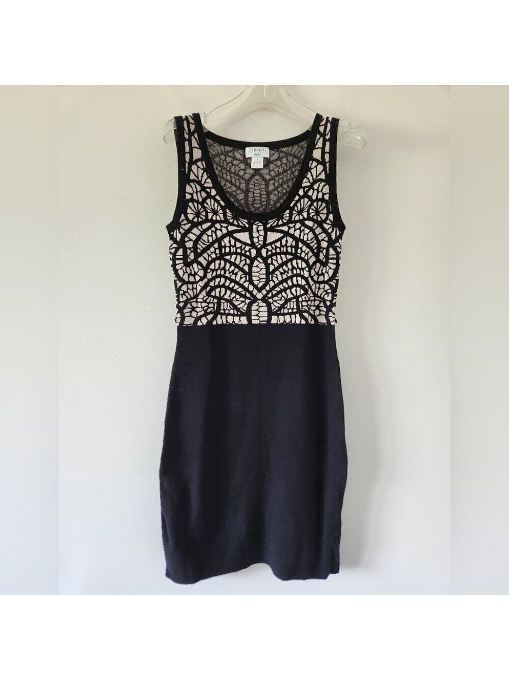 CARMEN MARC VALVO | Dress Jersey Knit black beige sz S